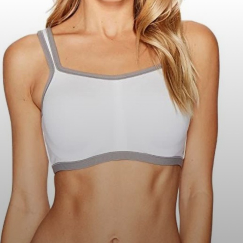 Natori Two-Tone Sports Bra in Gray and Cream 34C